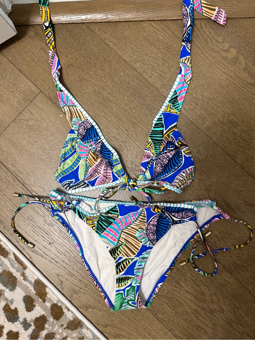 La Blanca Colorful Leaf Print Triangle Bikini